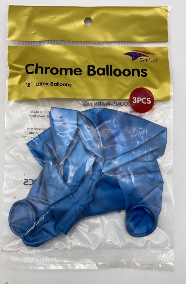 18" Chrome Balloons, 3 Pack