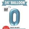 34" Mylar Balloon  0 to 9, Light Blue