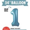 34" Mylar Balloon  0 to 9, Light Blue
