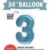 34" Mylar Balloon  0 to 9, Light Blue