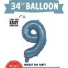 34" Mylar Balloon  0 to 9, Light Blue
