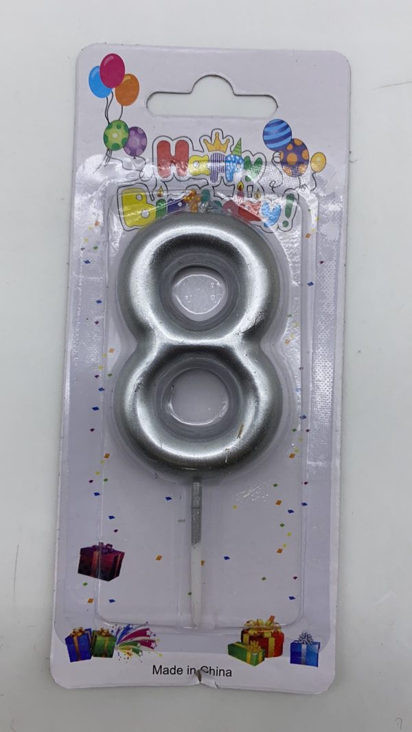 Metallic Birthday Number Candle 0 to 9 and ?